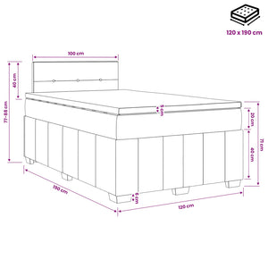 Κρεβάτι box spring με στρώμα Ανοιχτό γκρι 120 x 190 cm Ύφασμα - Pakobazaar