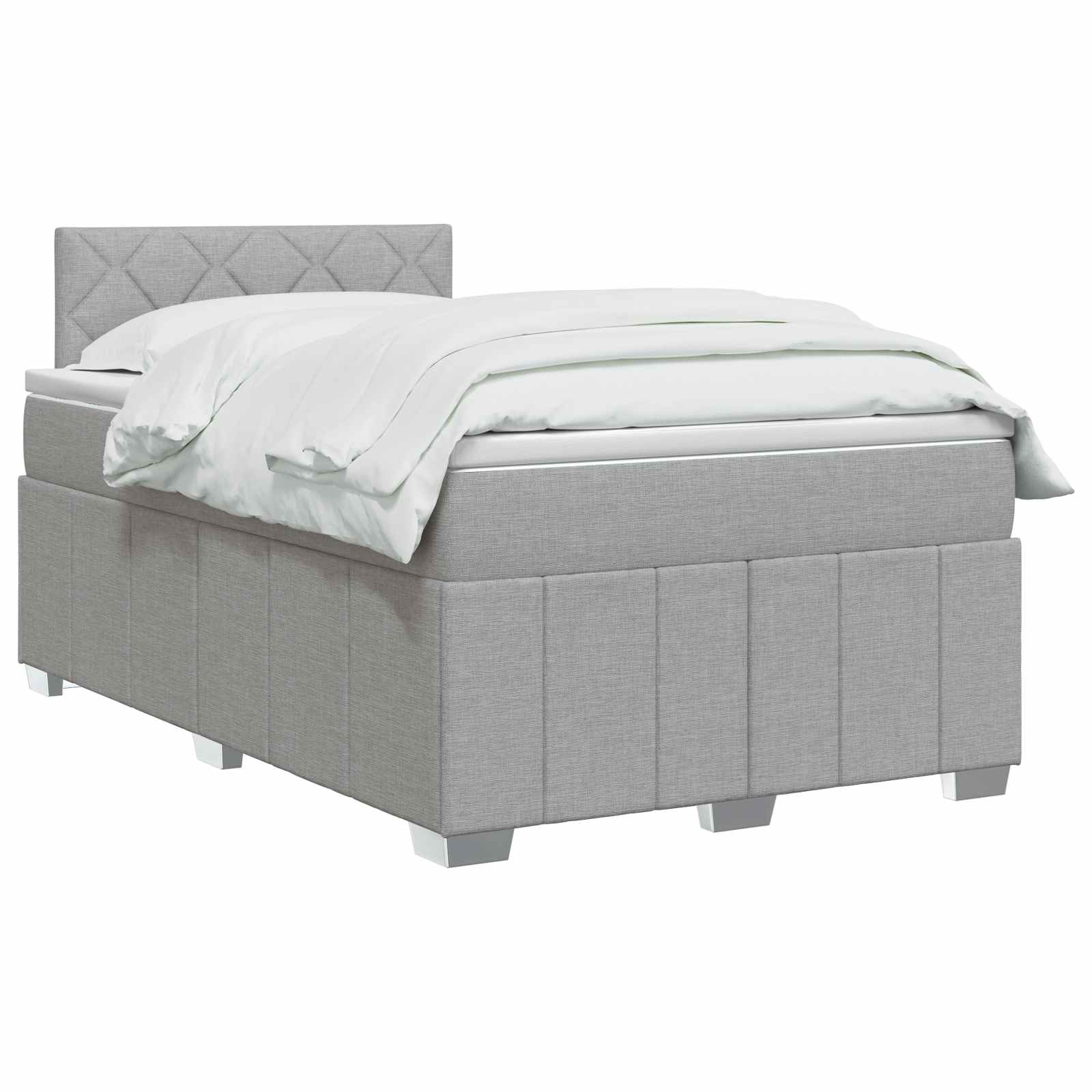 Κρεβάτι box spring με στρώμα Ανοιχτό γκρι 120 x 190 cm Ύφασμα