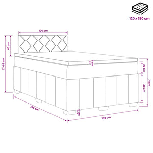 Κρεβάτι box spring με στρώμα Ανοιχτό γκρι 120 x 190 cm Ύφασμα