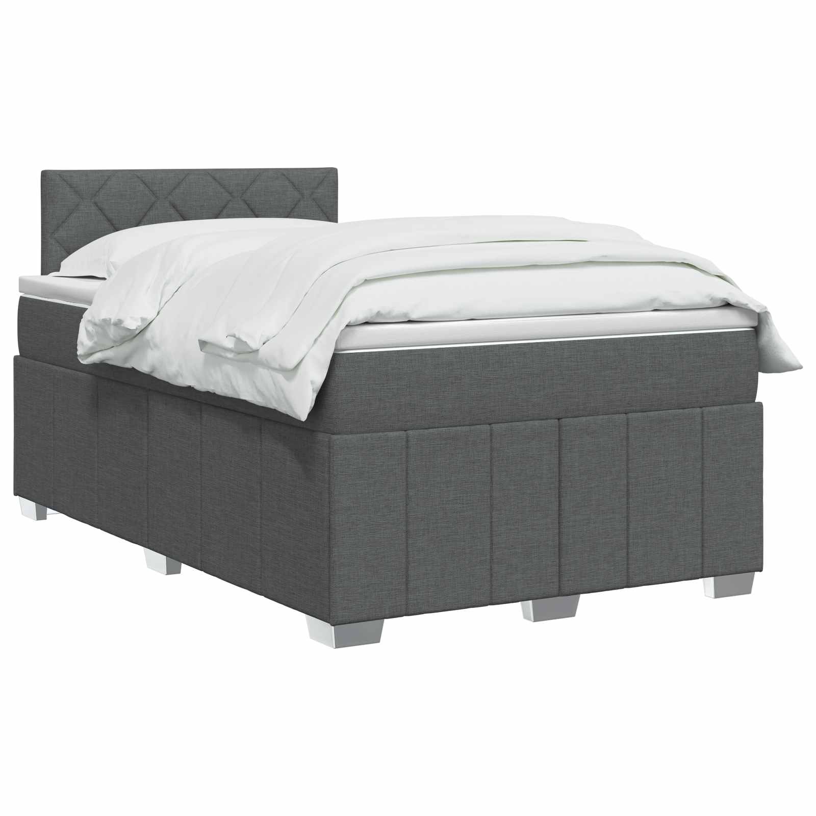 Κρεβάτι box spring με στρώμα Σκούρο Γκρι 120 x 190 cm Ύφασμα - Pakobazaar