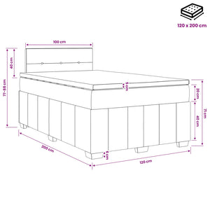 Κρεβάτι box spring με στρώμα Ανοιχτό γκρι 120 x 200 cm Ύφασμα