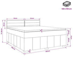 Κρεβάτι box spring με στρώμα Μπλε 140 x 190 cm Ύφασμα - Pakobazaar