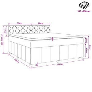Κρεβάτι box spring με στρώμα Ανοιχτό γκρι 140 x 190 cm Ύφασμα - Pakobazaar