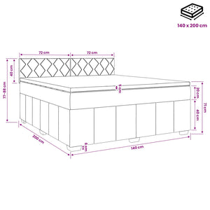 Κρεβάτι box spring με στρώμα Μπλε 140 x 200 cm Ύφασμα - Pakobazaar