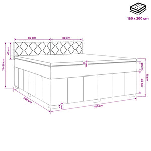 Κρεβάτι box spring με στρώμα Ανοιχτό γκρι 160 x 200 cm Ύφασμα - Pakobazaar