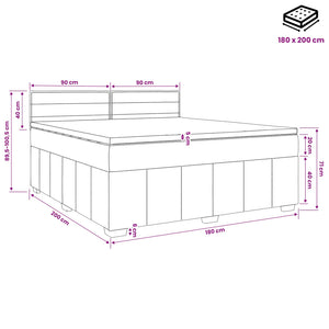 Κρεβάτι box spring με στρώμα Ανοιχτό γκρι 180 x 200 cm Ύφασμα