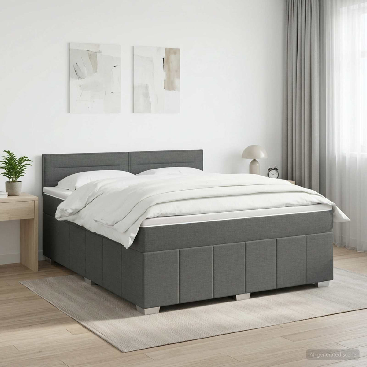 Κρεβάτι box spring με στρώμα Σκούρο Γκρι 180 x 200 cm Ύφασμα - Pakobazaar