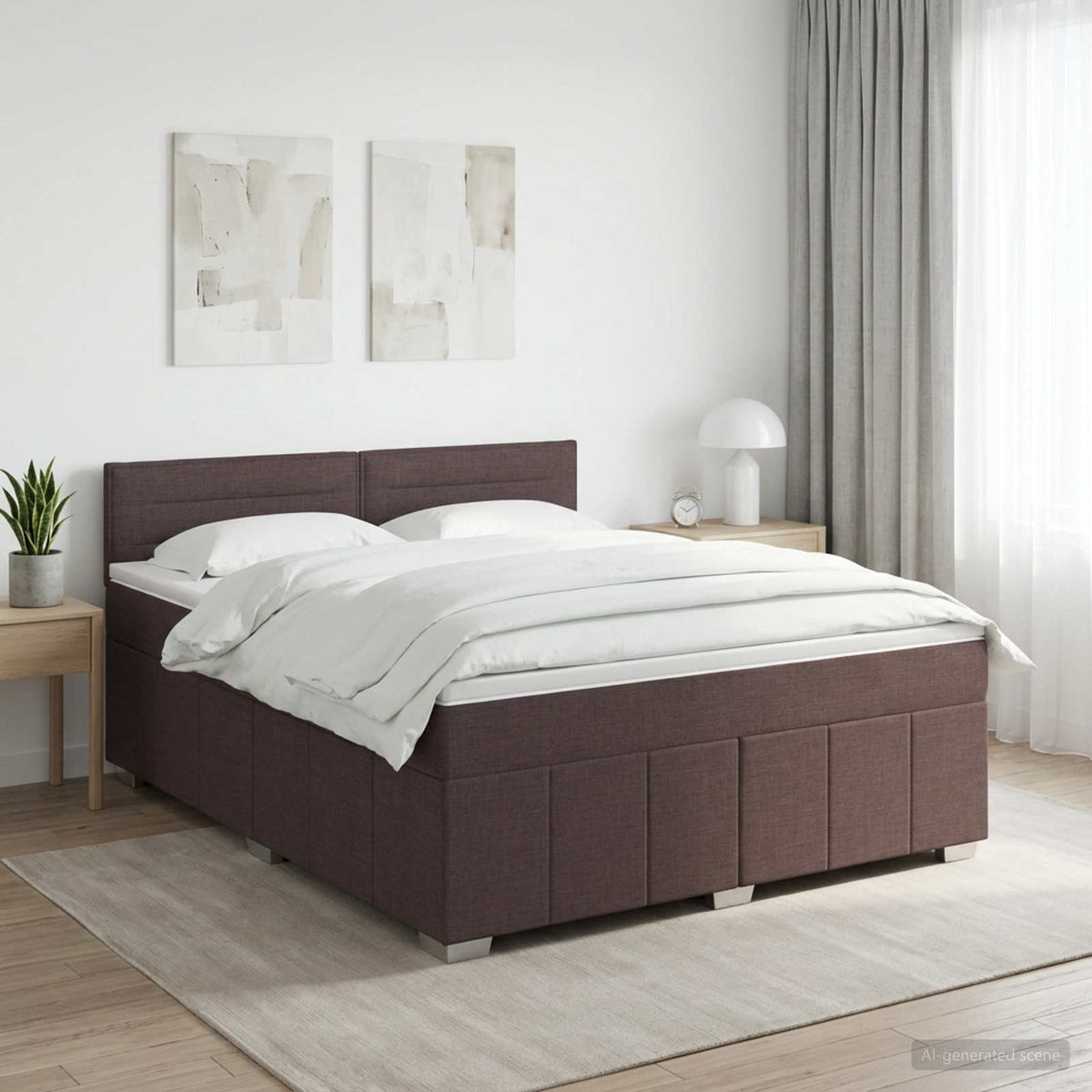 Κρεβάτι box spring με στρώμα Σκούρο Καφέ 160 x 200 cm Ύφασμα