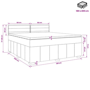 Κρεβάτι box spring με στρώμα Κρεμ 180 x 200 cm Ύφασμα - Pakobazaar