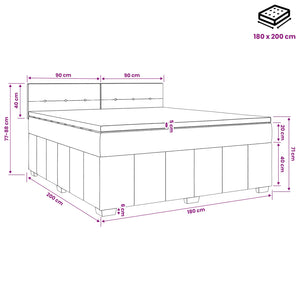 Κρεβάτι box spring με στρώμα Σκούρο Γκρι 180 x 200 cm Ύφασμα - Pakobazaar