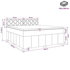 Κρεβάτι box spring με στρώμα Κρεμ 180 x 200 cm Ύφασμα - Pakobazaar
