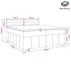 Κρεβάτι box spring με στρώμα Taupe 200 x 200 cm Ύφασμα