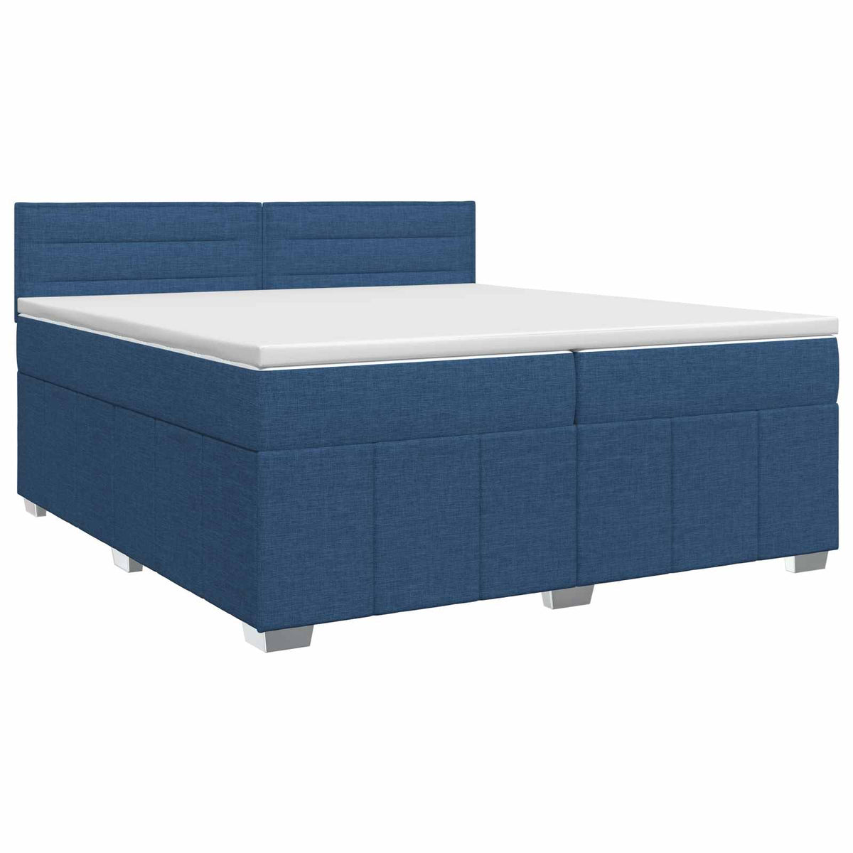 Κρεβάτι box spring με στρώμα Μπλε 200 x 200 cm Ύφασμα