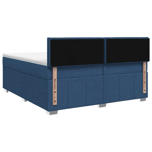 Κρεβάτι box spring με στρώμα Μπλε 200 x 200 cm Ύφασμα