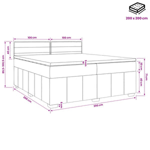 Κρεβάτι box spring με στρώμα Μπλε 200 x 200 cm Ύφασμα