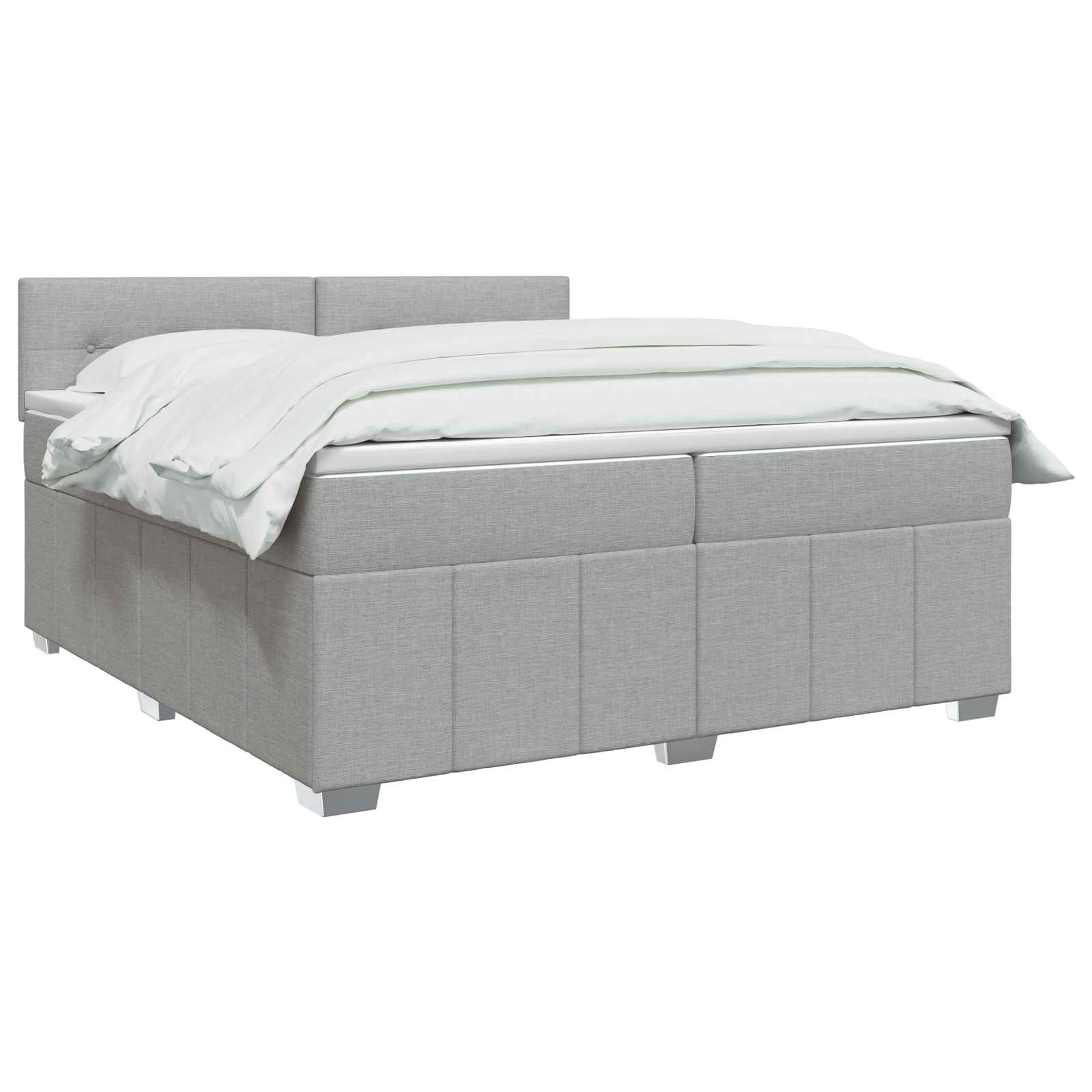 Κρεβάτι box spring με στρώμα Ανοιχτό γκρι 200 x 200 cm Ύφασμα - Pakobazaar