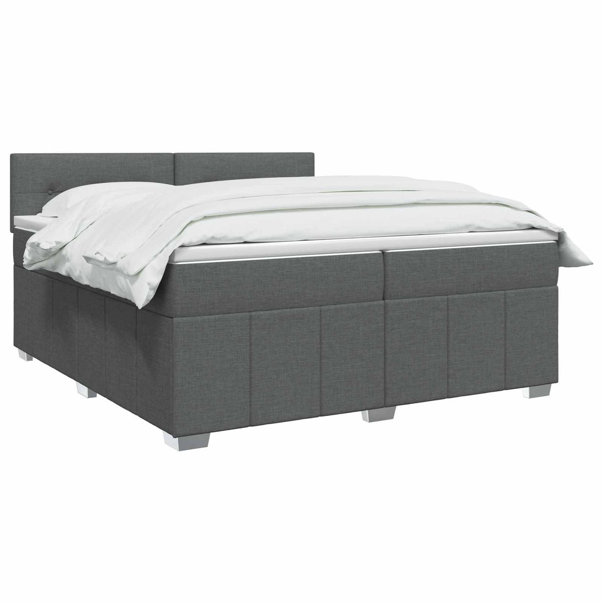 Κρεβάτι box spring με στρώμα Σκούρο Γκρι 200 x 200 cm Ύφασμα - Pakobazaar