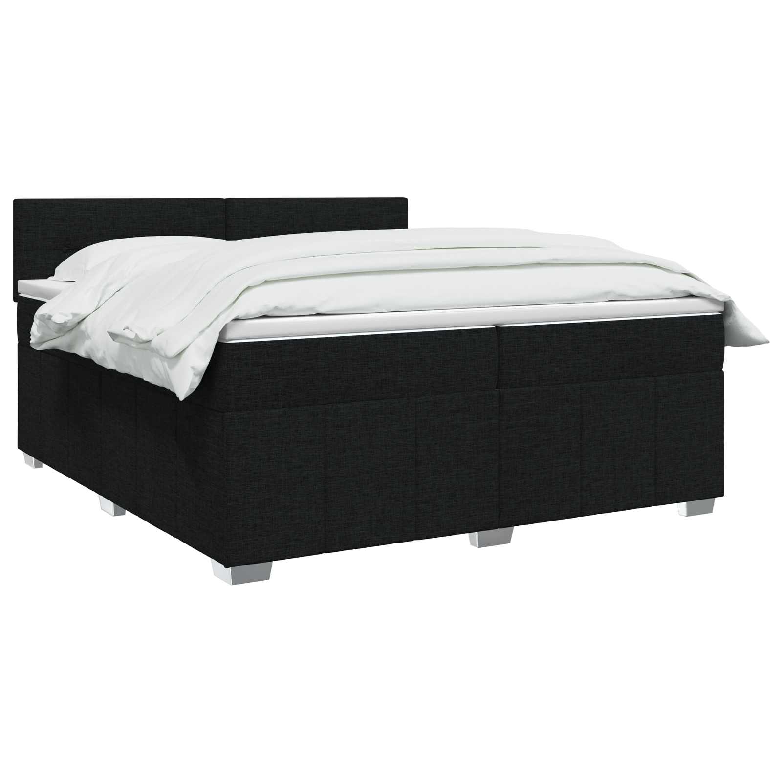 Κρεβάτι box spring με στρώμα Μαύρο 200 x 200 cm Ύφασμα - Pakobazaar