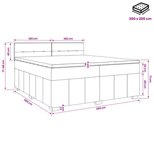 Κρεβάτι box spring με στρώμα Μαύρο 200 x 200 cm Ύφασμα - Pakobazaar
