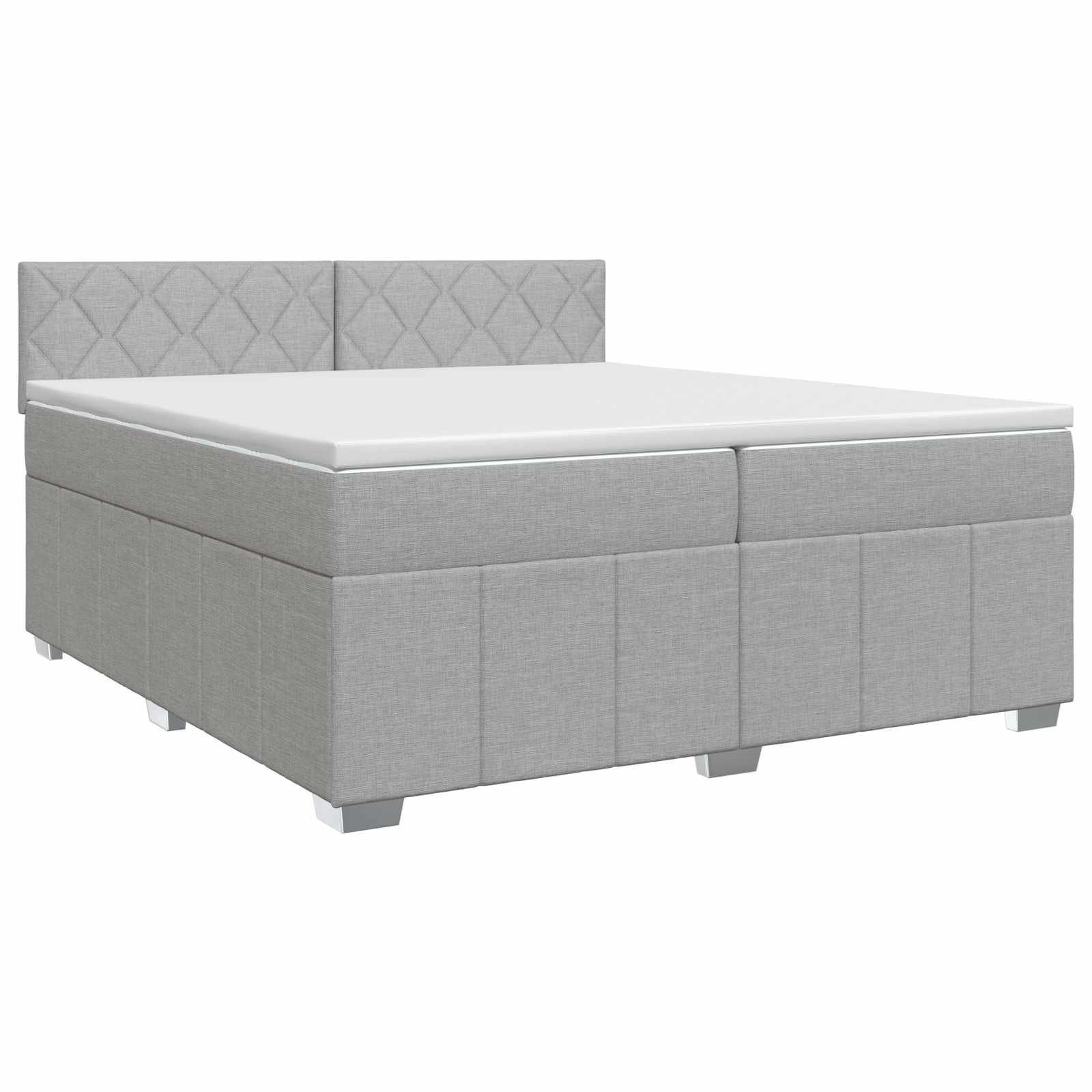 Κρεβάτι box spring με στρώμα Ανοιχτό γκρι 200 x 200 cm Ύφασμα