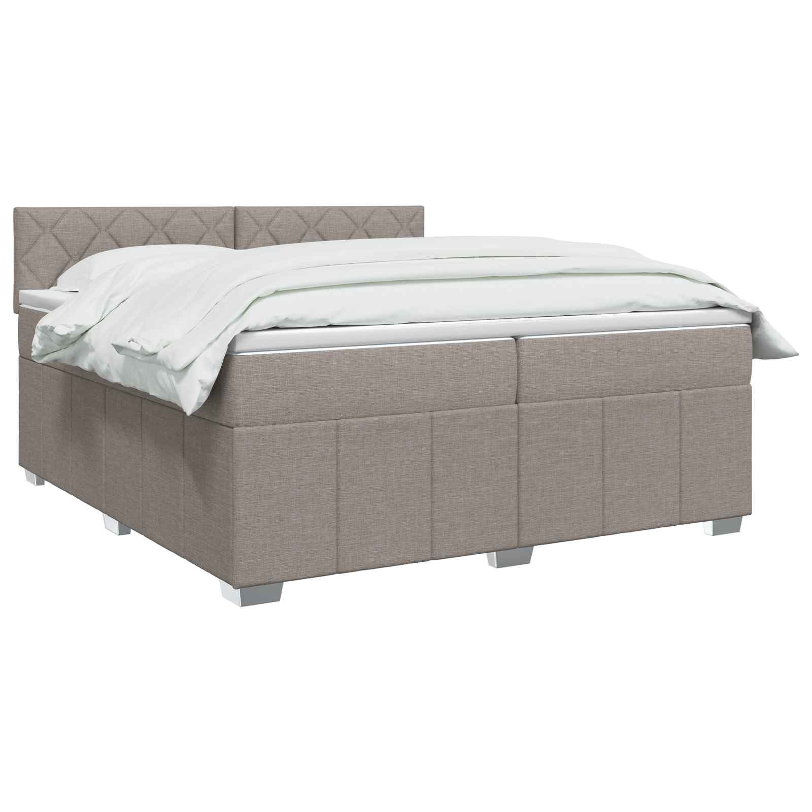 Κρεβάτι box spring με στρώμα Taupe 200 x 200 cm Ύφασμα - Pakobazaar