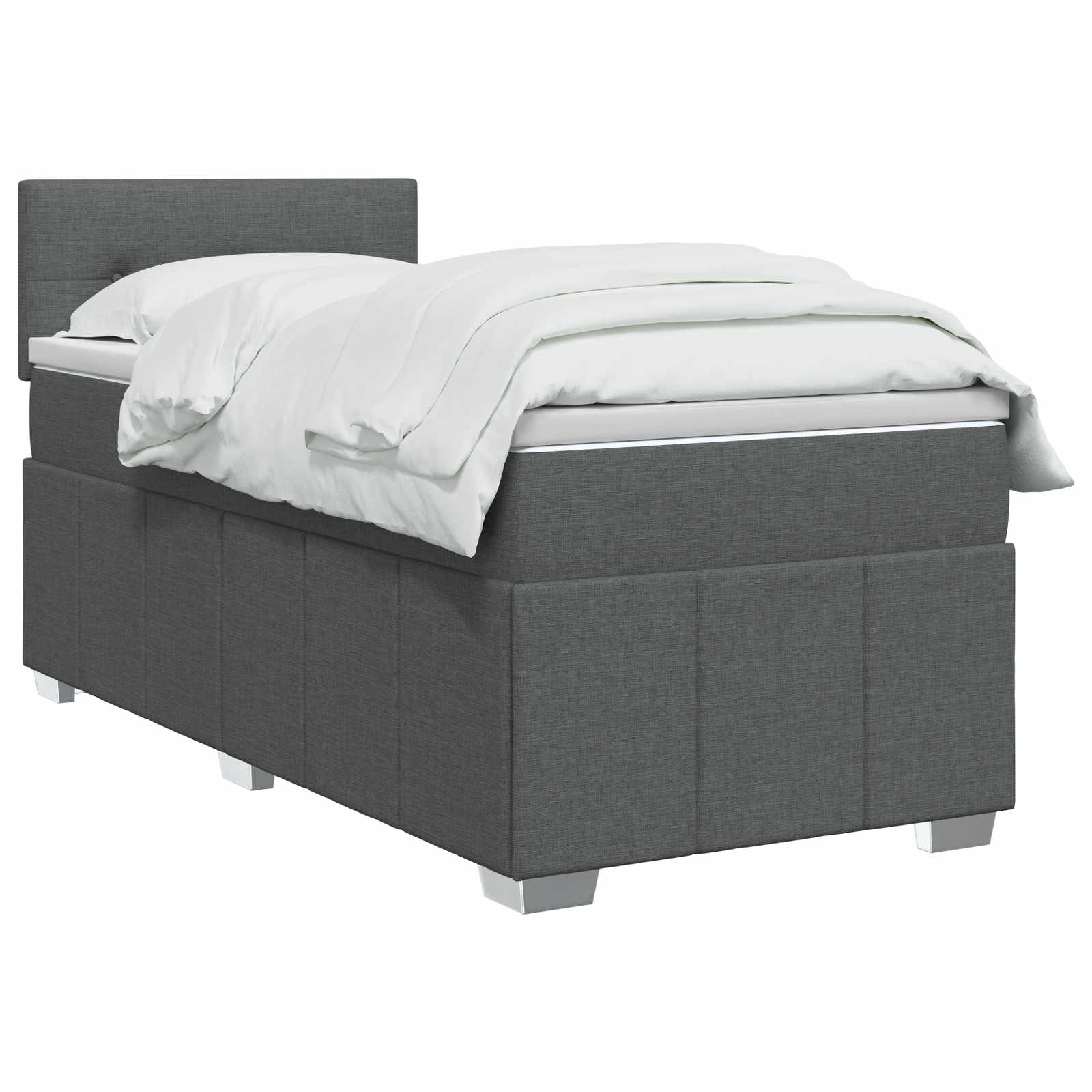 Κρεβάτι box spring με στρώμα Σκούρο Γκρι 90 x 190 cm Ύφασμα - Pakobazaar