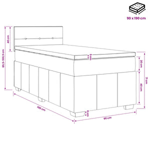 Κρεβάτι box spring με στρώμα Σκούρο Γκρι 90 x 190 cm Ύφασμα - Pakobazaar