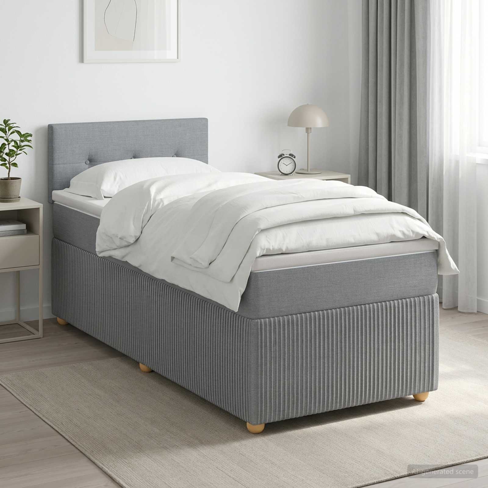Κρεβάτι box spring με στρώμα Ανοιχτό γκρι 100 x 200 cm Ύφασμα