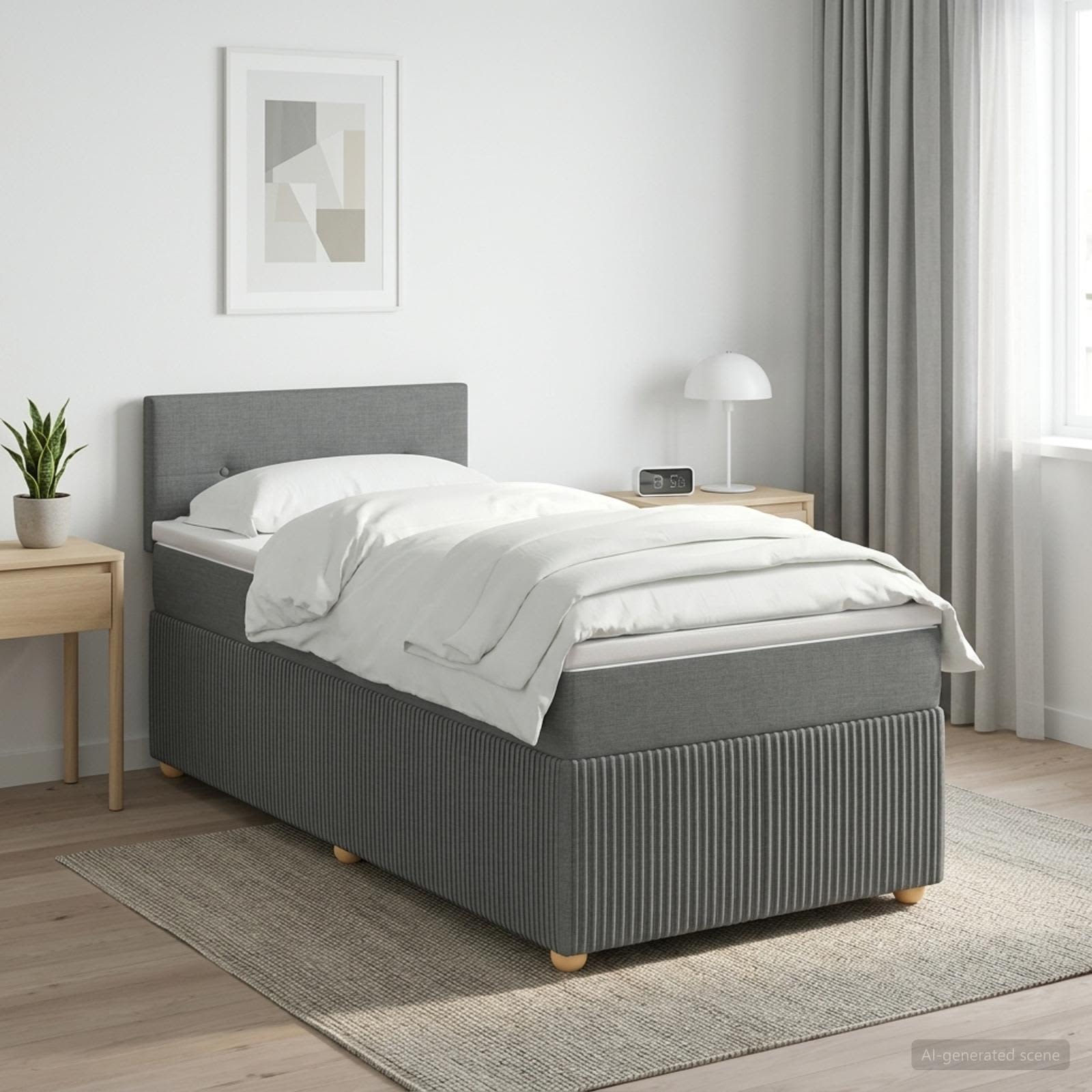 Κρεβάτι box spring με στρώμα Σκούρο Γκρι 90 x 190 cm Ύφασμα