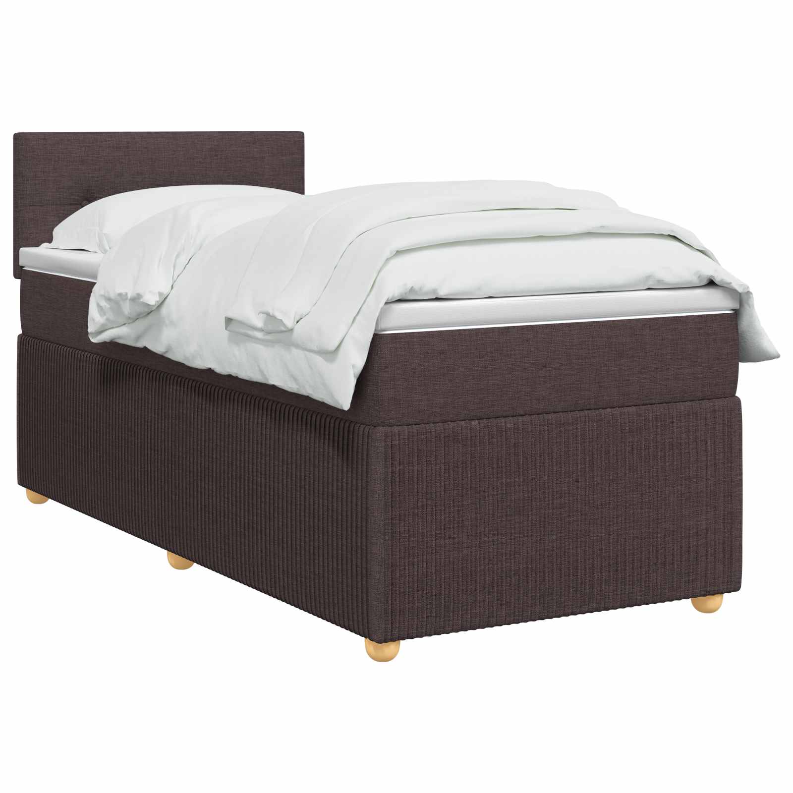 Κρεβάτι box spring με στρώμα Σκούρο Καφέ 80 x 200 cm Ύφασμα - Pakobazaar