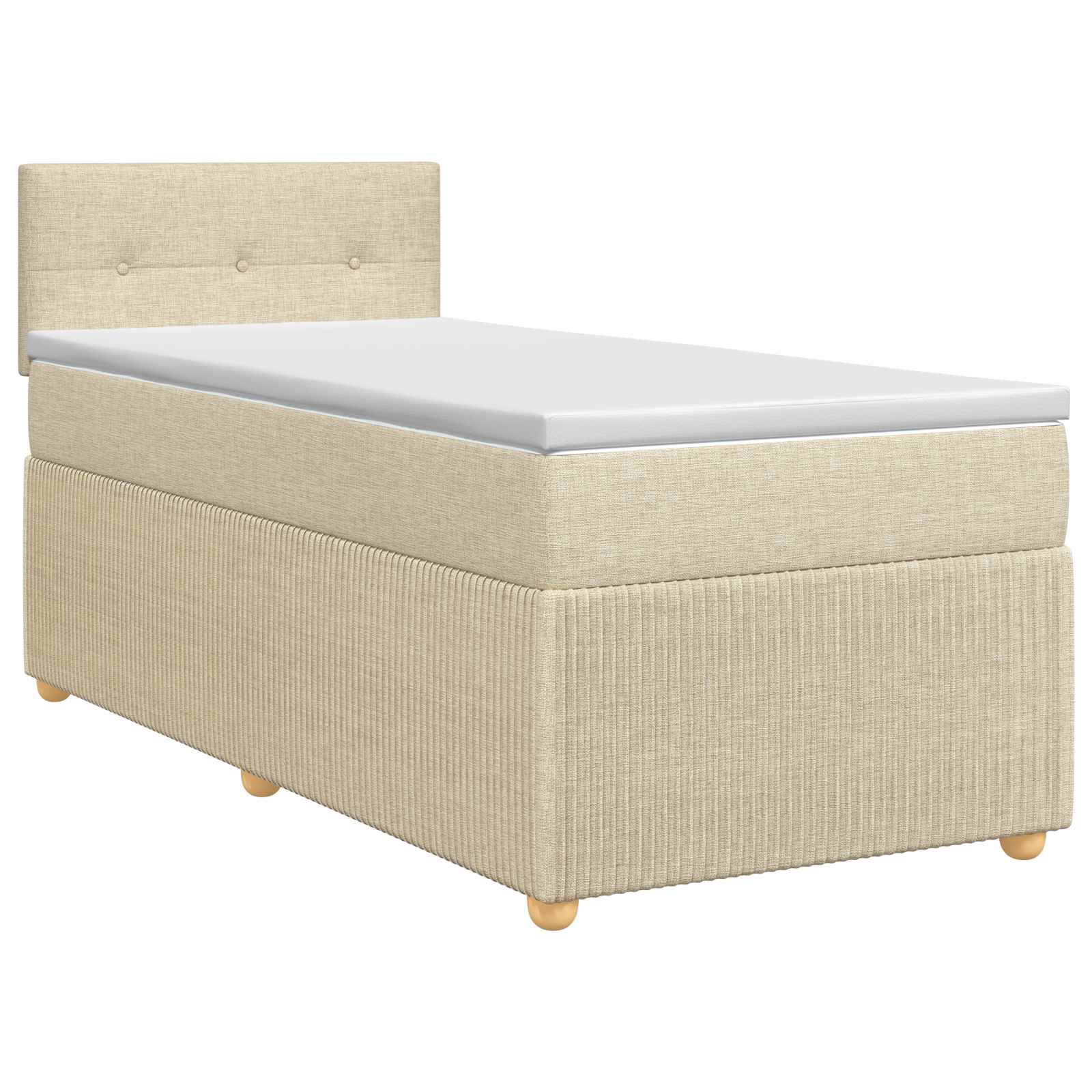 Κρεβάτι box spring με στρώμα Κρεμ 90 x 190 cm Ύφασμα - Pakobazaar