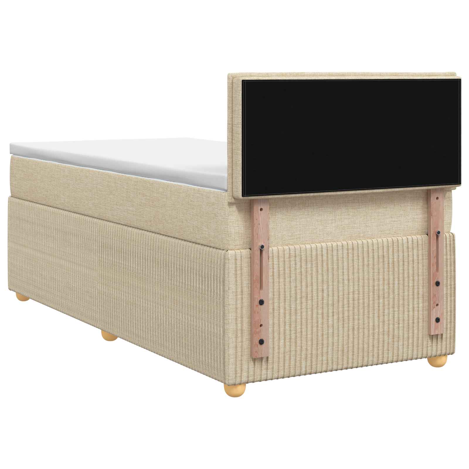 Κρεβάτι box spring με στρώμα Κρεμ 90 x 200 cm Ύφασμα