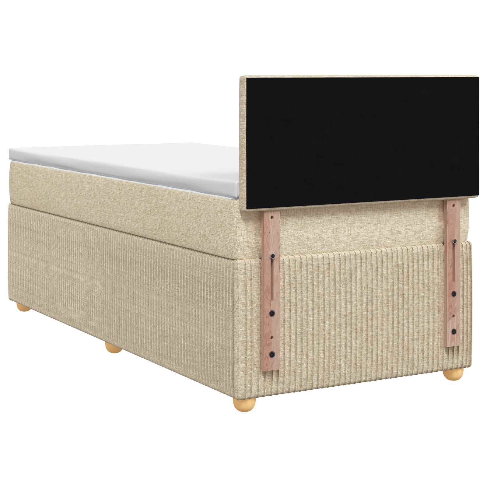 Κρεβάτι box spring με στρώμα Κρεμ 90 x 200 cm Ύφασμα - Pakobazaar