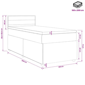 Κρεβάτι box spring με στρώμα Taupe 100 x 200 cm Ύφασμα