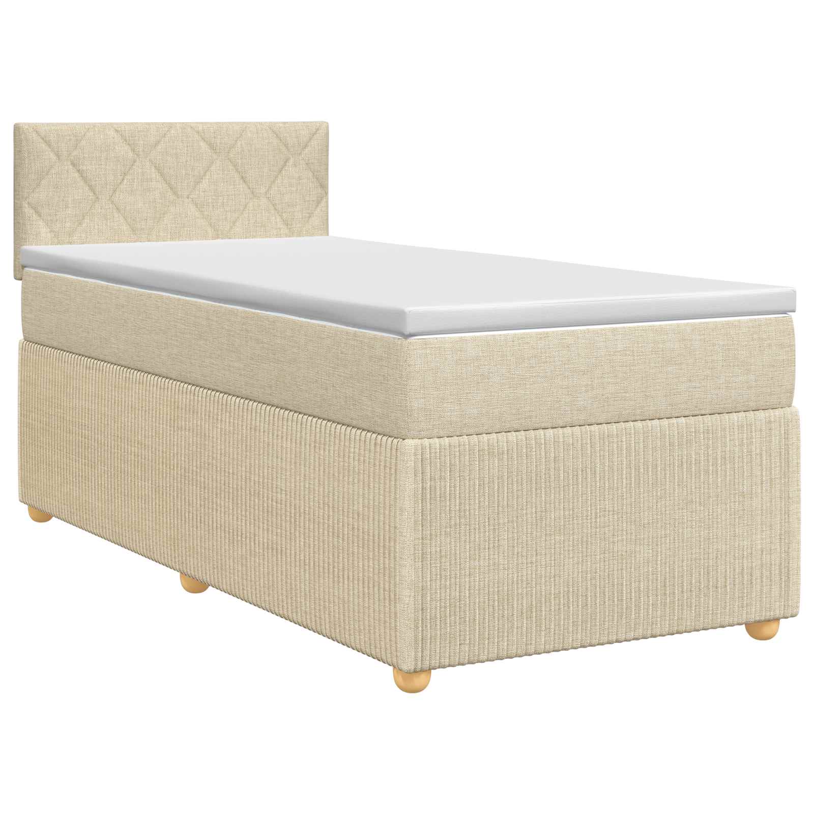 Κρεβάτι box spring με στρώμα Κρεμ 100 x 200 cm Ύφασμα - Pakobazaar