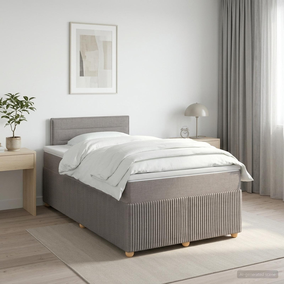 Κρεβάτι box spring με στρώμα Taupe 120 x 190 cm Ύφασμα