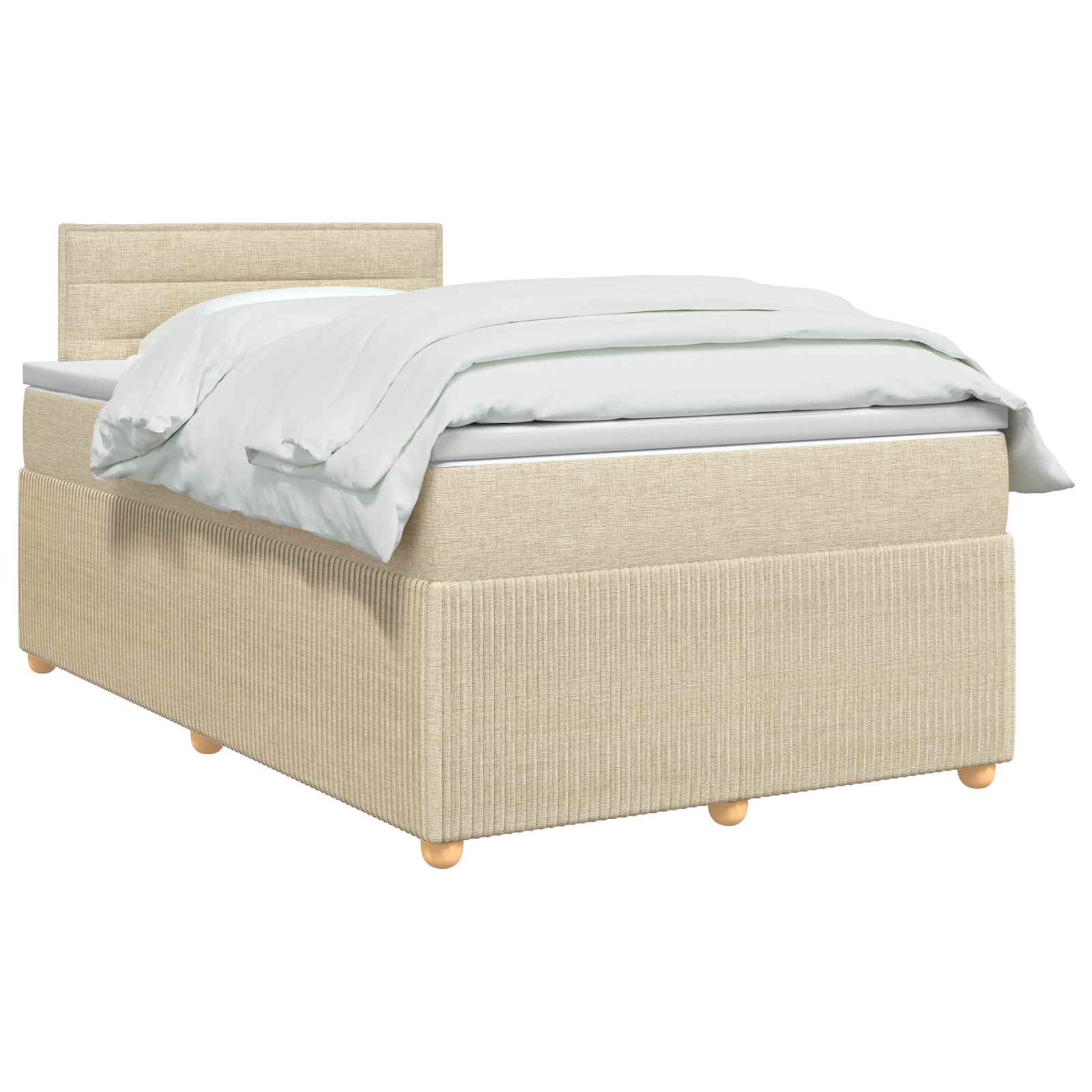 Κρεβάτι box spring με στρώμα Κρεμ 120 x 190 cm Ύφασμα - Pakobazaar