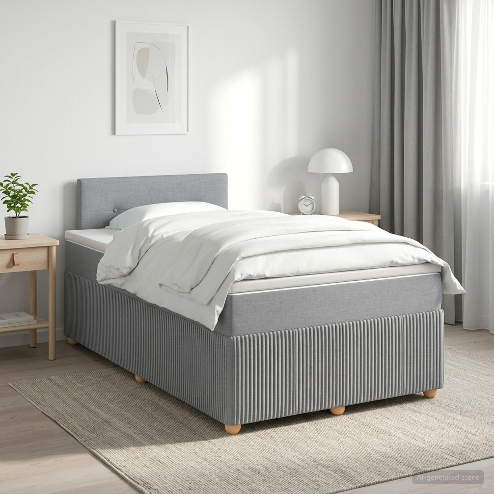 Κρεβάτι box spring με στρώμα Ανοιχτό γκρι 120 x 200 cm Ύφασμα