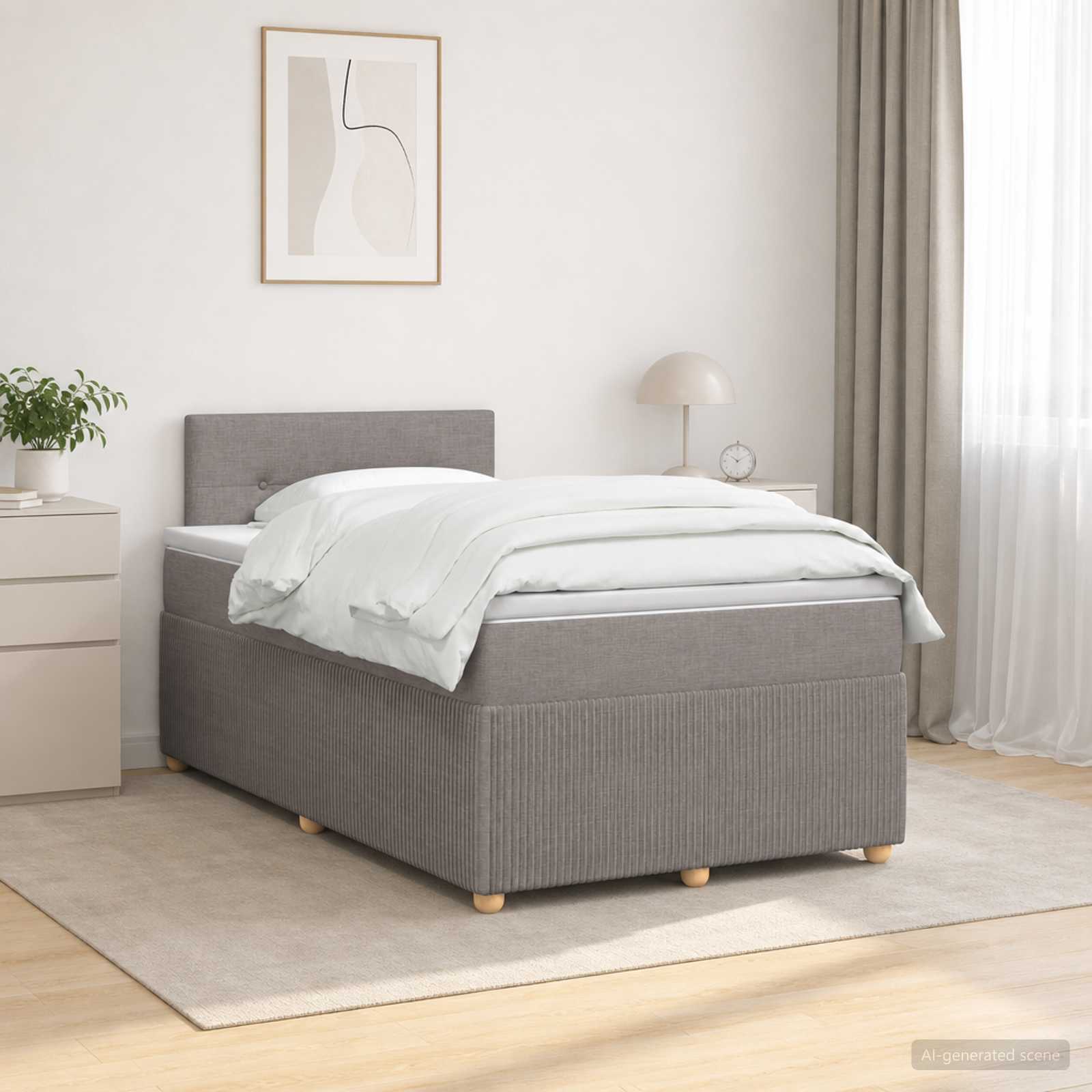 Κρεβάτι box spring με στρώμα Taupe 120 x 200 cm Ύφασμα