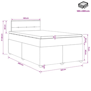 Κρεβάτι box spring με στρώμα Ανοιχτό γκρι 120 x 200 cm Ύφασμα