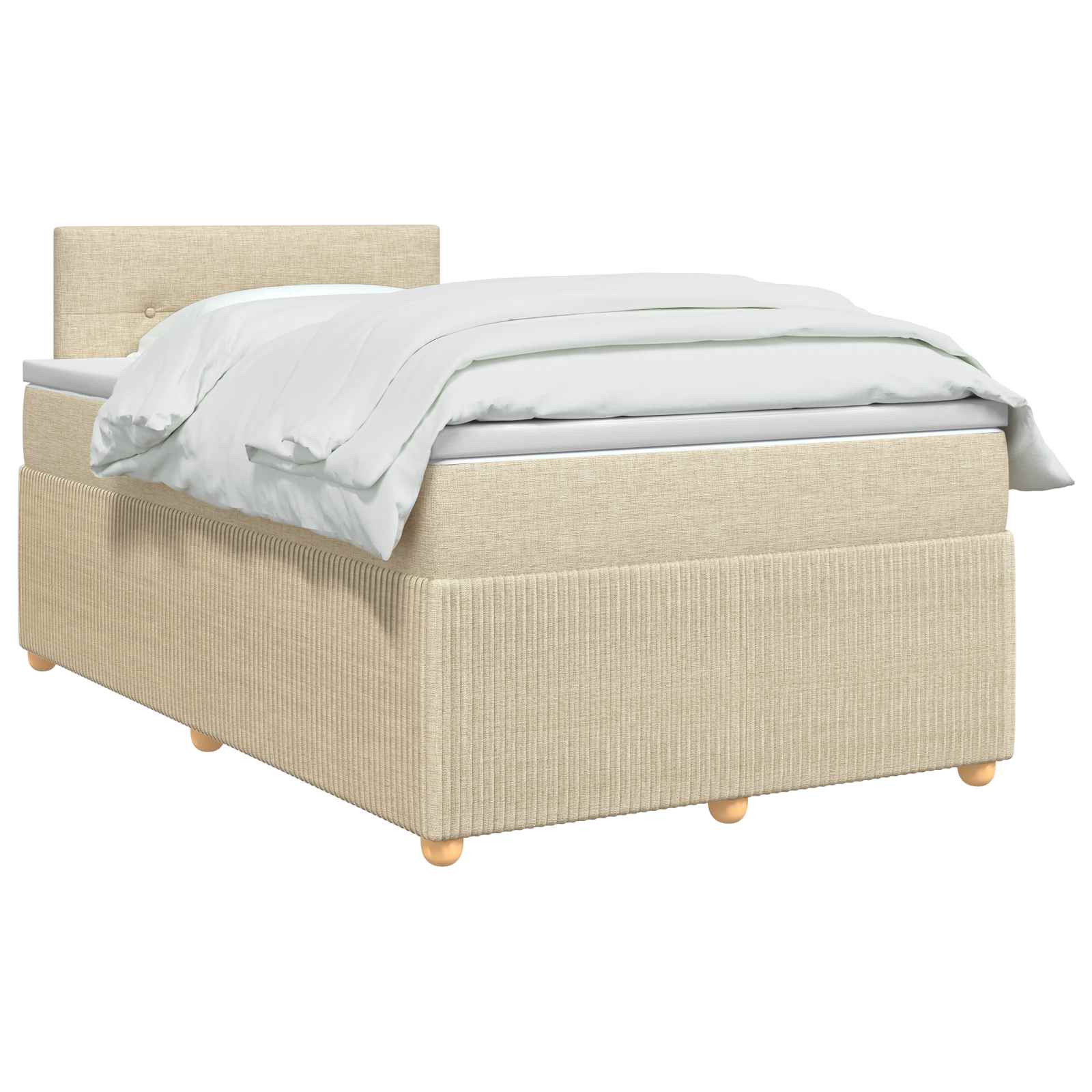 Κρεβάτι box spring με στρώμα Κρεμ 120 x 200 cm Ύφασμα - Pakobazaar