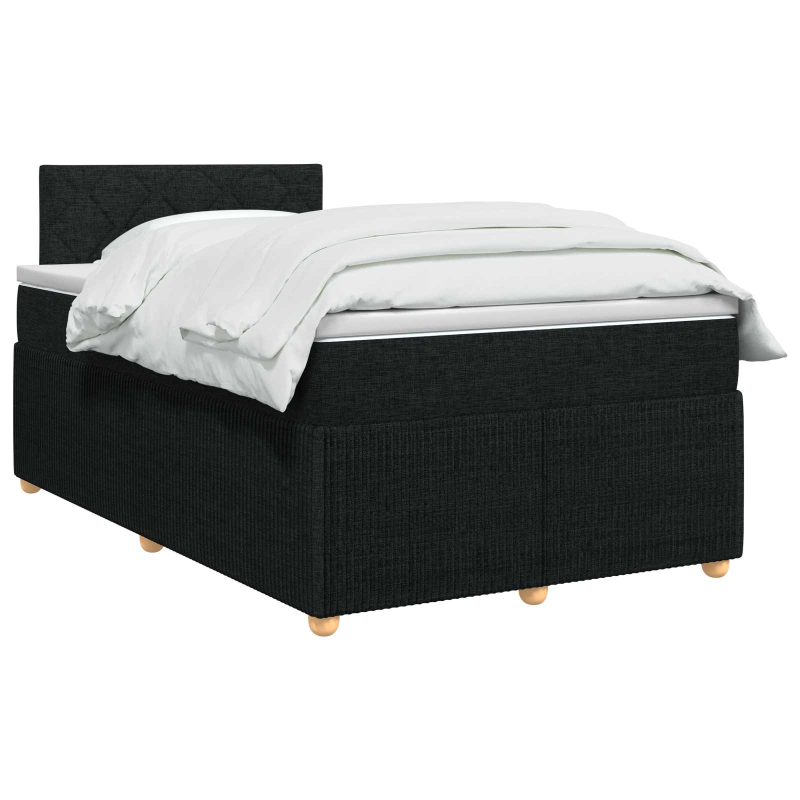 Κρεβάτι box spring με στρώμα Μαύρο 120 x 200 cm Ύφασμα - Pakobazaar