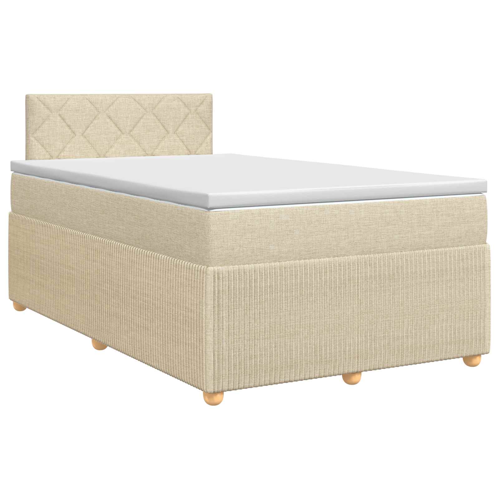 Κρεβάτι box spring με στρώμα Κρεμ 120 x 200 cm Ύφασμα - Pakobazaar