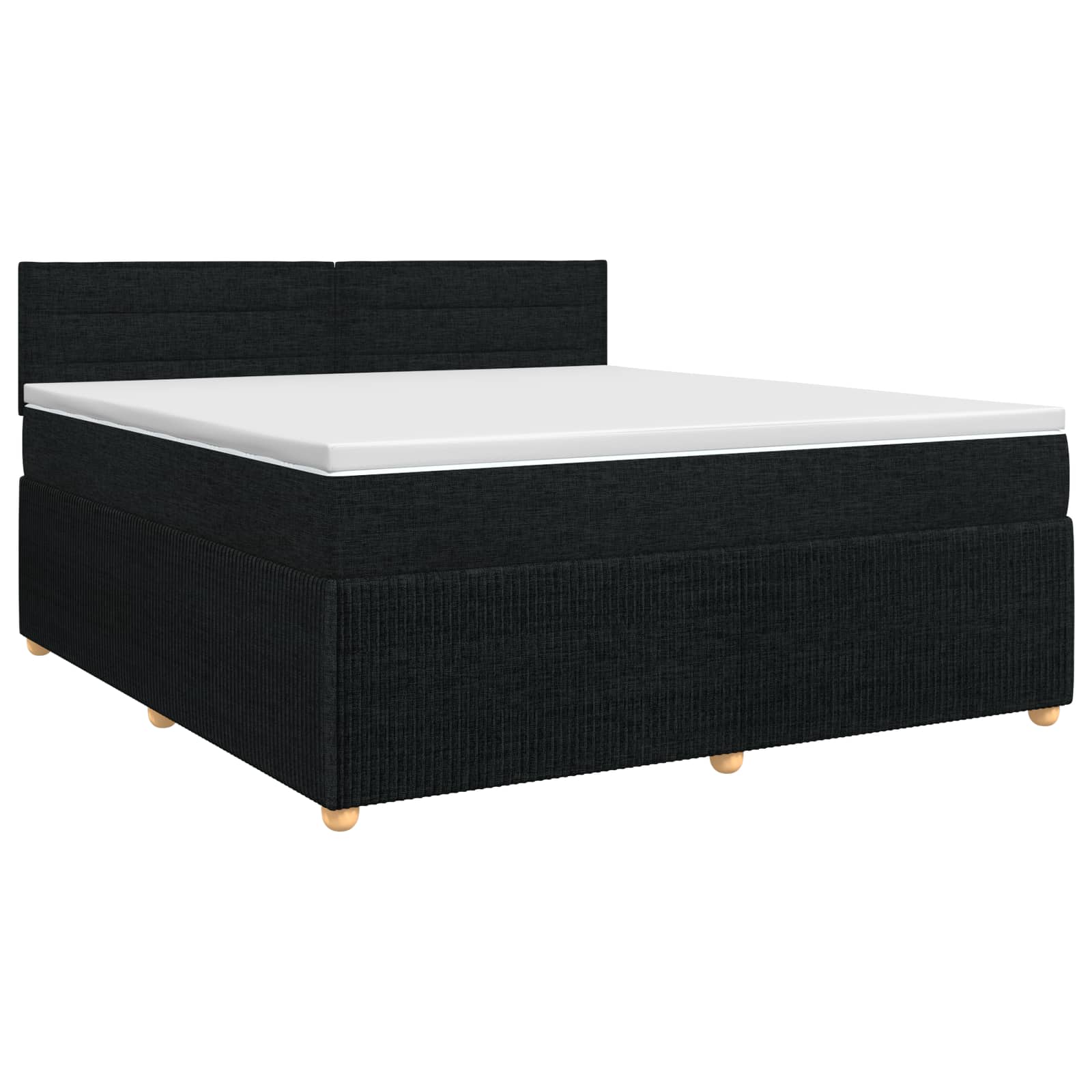 Κρεβάτι box spring με στρώμα Μαύρο 140 x 190 cm Ύφασμα - Pakobazaar