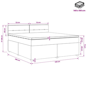 Κρεβάτι box spring με στρώμα Ανοιχτό γκρι 140 x 190 cm Ύφασμα