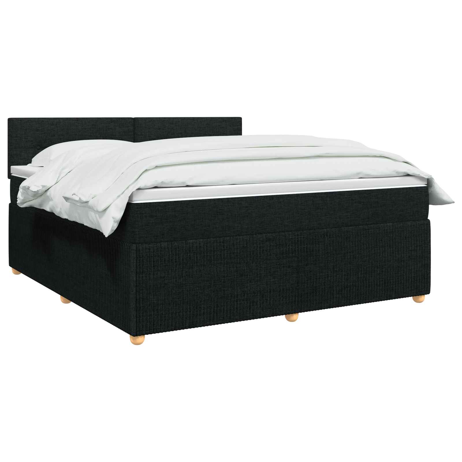 Κρεβάτι box spring με στρώμα Μαύρο 140 x 190 cm Ύφασμα - Pakobazaar