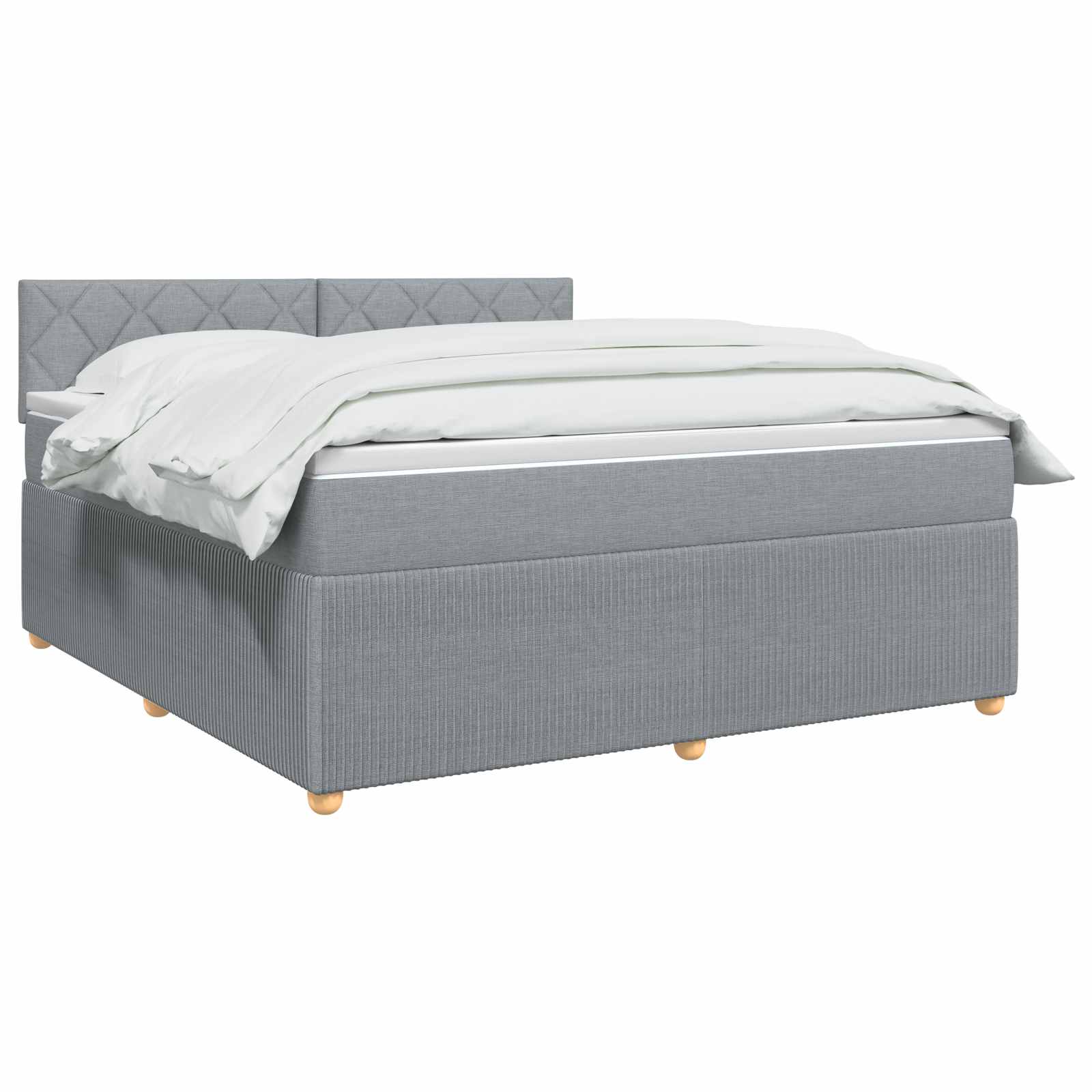 Κρεβάτι box spring με στρώμα Ανοιχτό γκρι 140 x 190 cm Ύφασμα - Pakobazaar