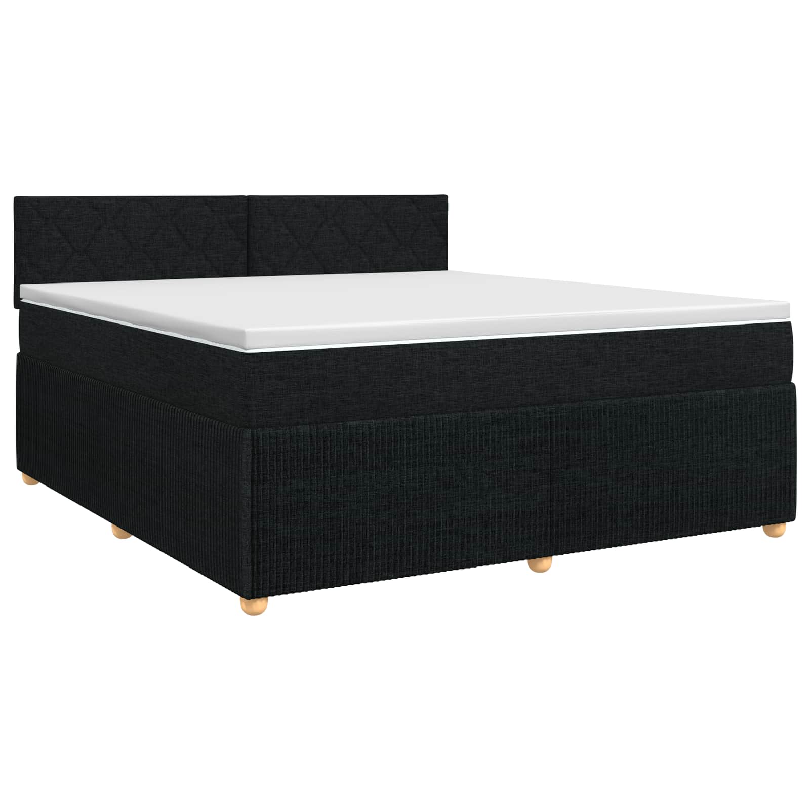 Κρεβάτι box spring με στρώμα Μαύρο 140 x 190 cm Ύφασμα - Pakobazaar