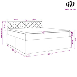 Κρεβάτι box spring με στρώμα Κρεμ 140 x 190 cm Ύφασμα