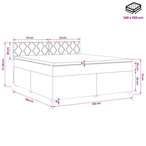 Κρεβάτι box spring με στρώμα Μπλε 140 x 190 cm Ύφασμα - Pakobazaar